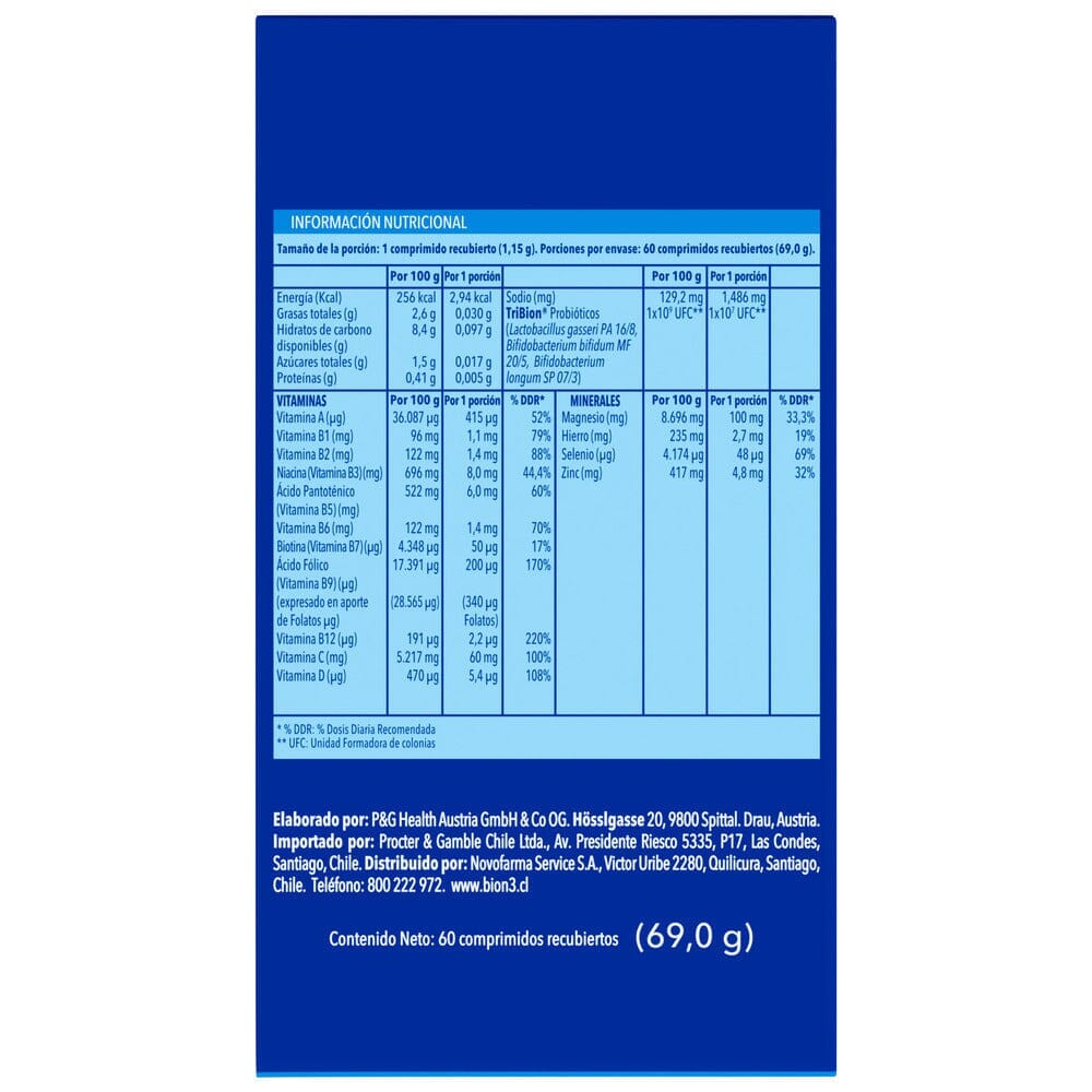 Bion 3 "Hombre" x 60 comprimidos Farmex-Pluxee-Persistente 