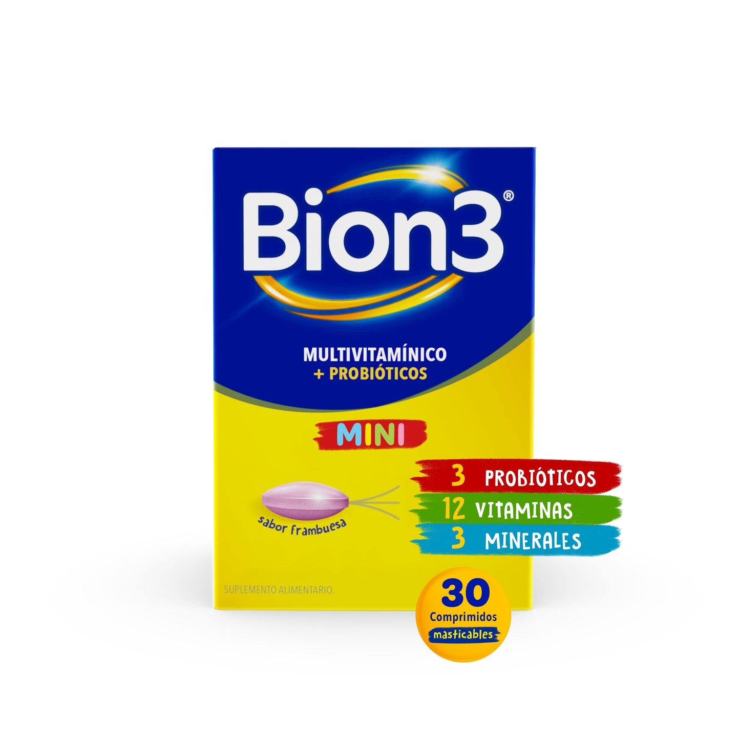 Bion 3 "Mini" x 30 comprimidos masticables Farmex-Pluxee-Persistente 