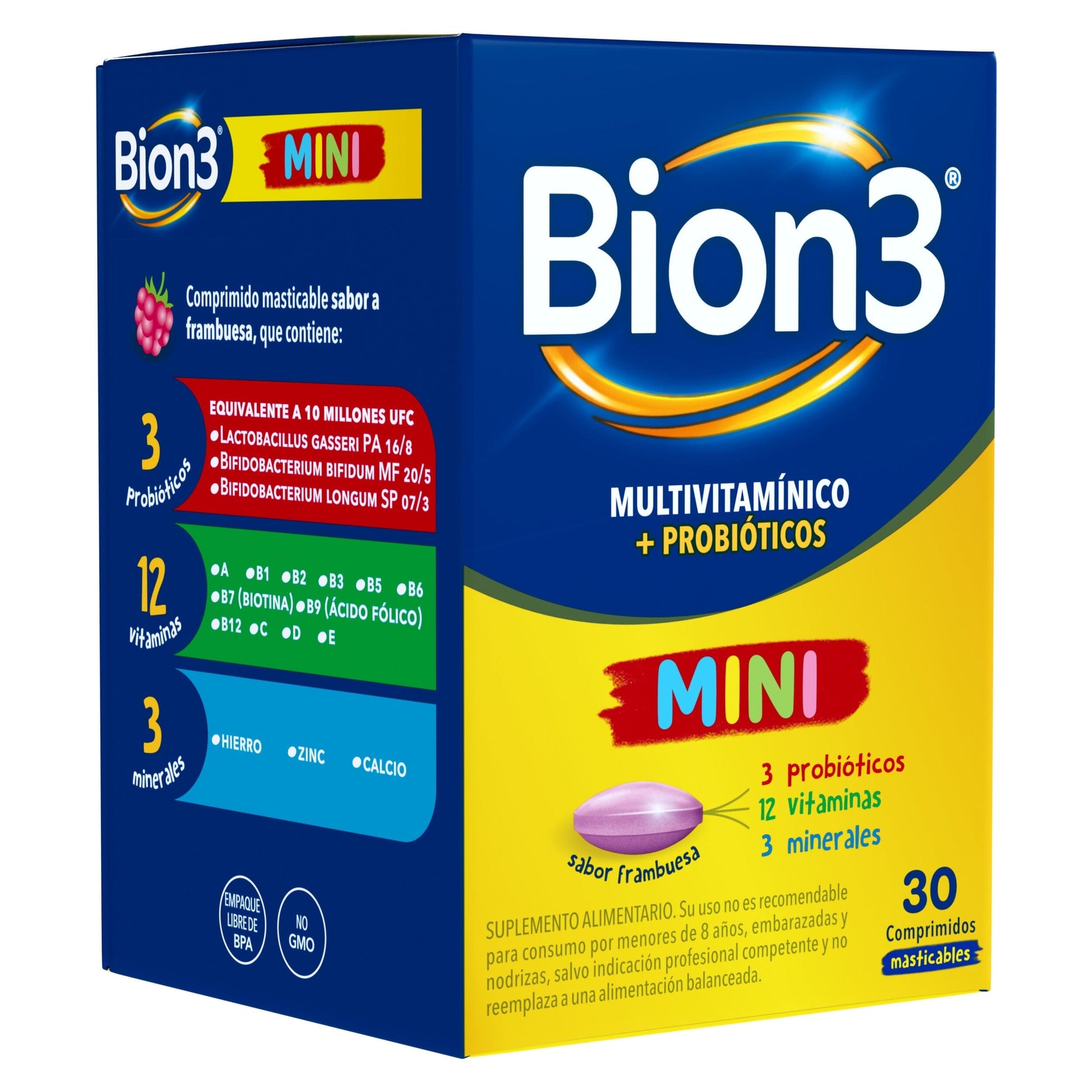 Bion 3 "Mini" x 30 comprimidos masticables Farmex-Pluxee-Persistente 