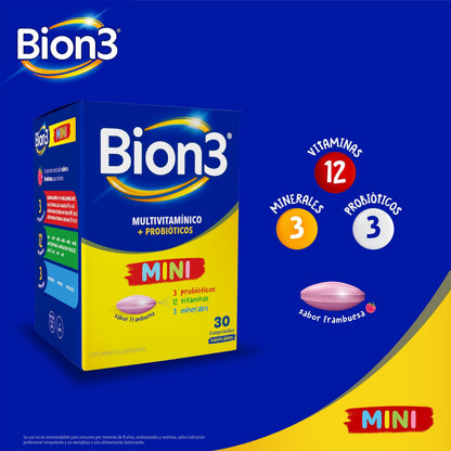 Bion 3 "Mini" x 30 comprimidos masticables Farmex-Pluxee-Persistente 