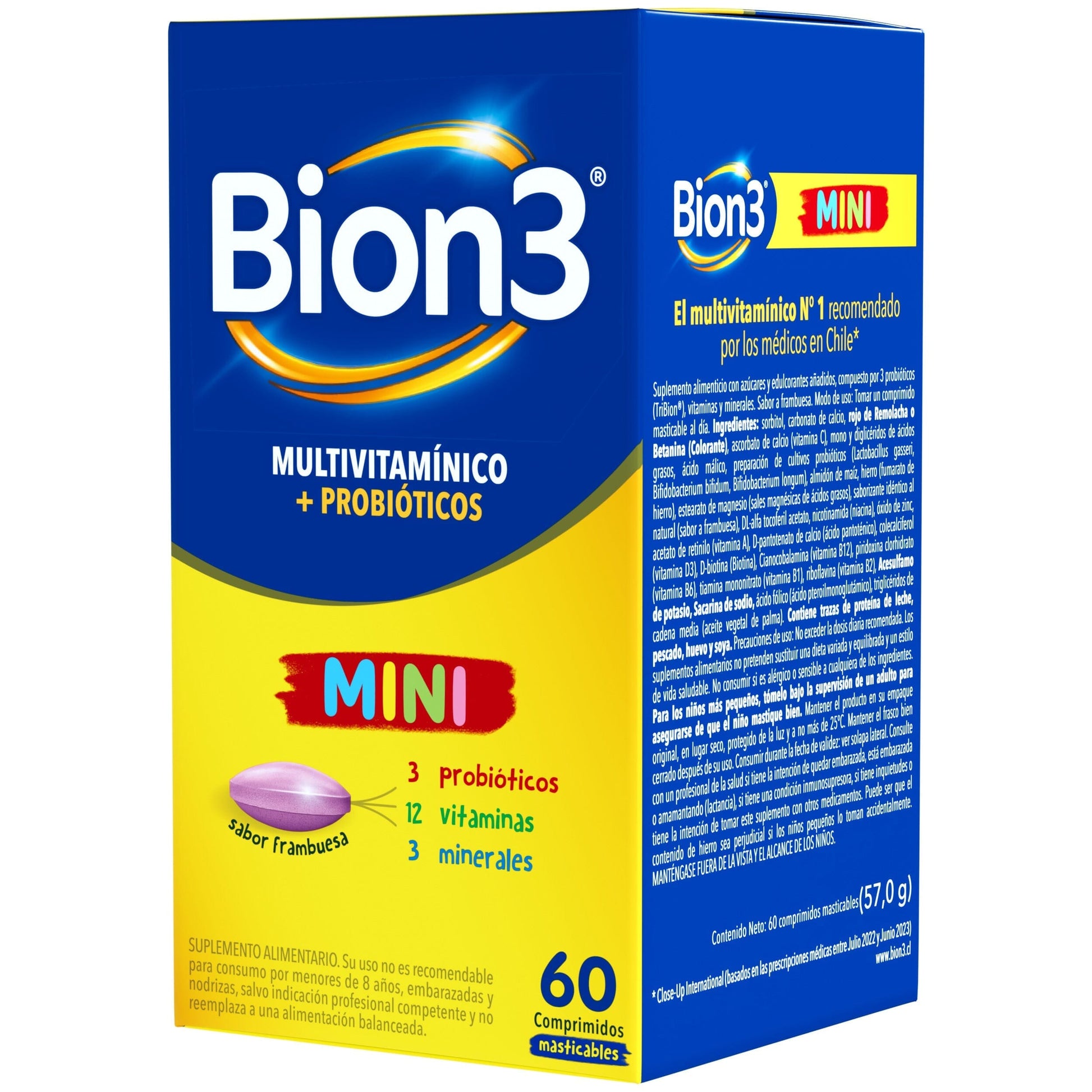 Bion 3 "Mini" x 60 comprimidos masticables Farmex-Pluxee-Persistente 
