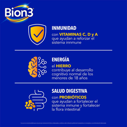 Bion 3 "Mini" x 60 comprimidos masticables Farmex-Pluxee-Persistente 