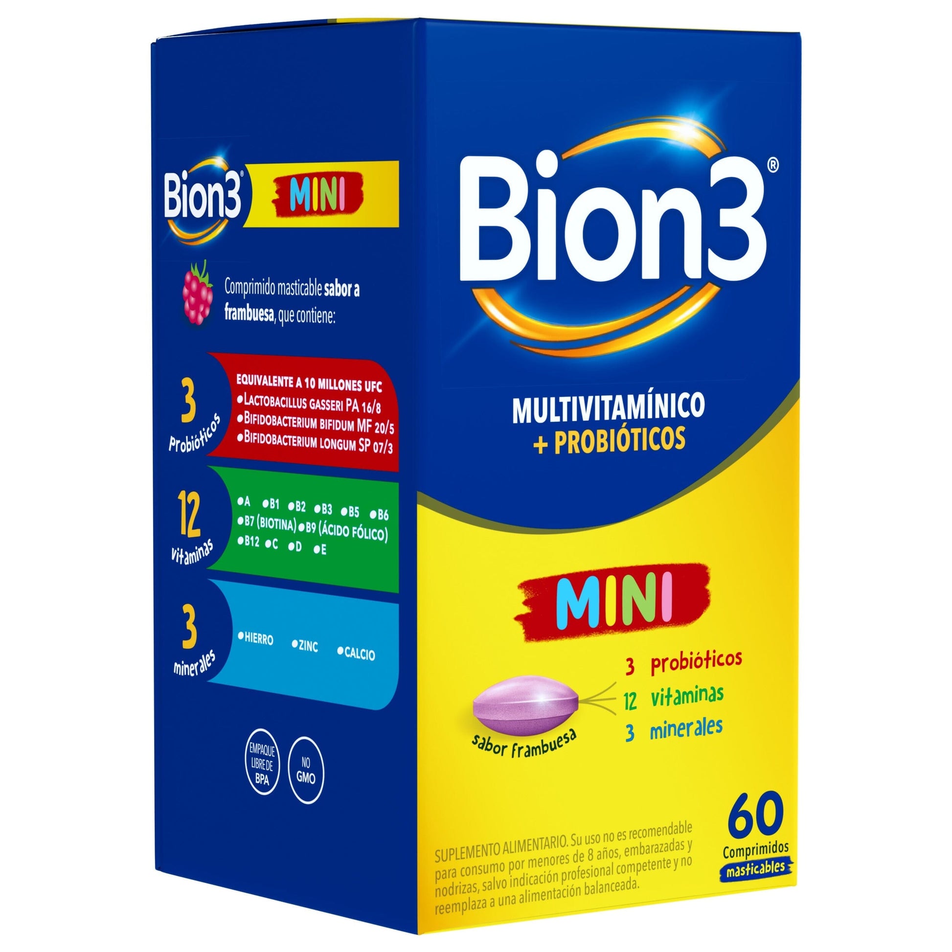 Bion 3 "Mini" x 60 comprimidos masticables Farmex-Pluxee-Persistente 