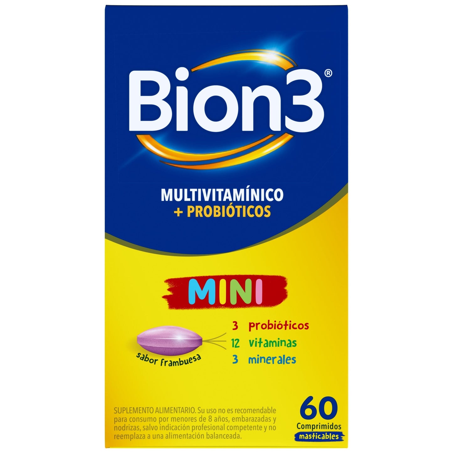 Bion 3 "Mini" x 60 comprimidos masticables Farmex-Pluxee-Persistente 