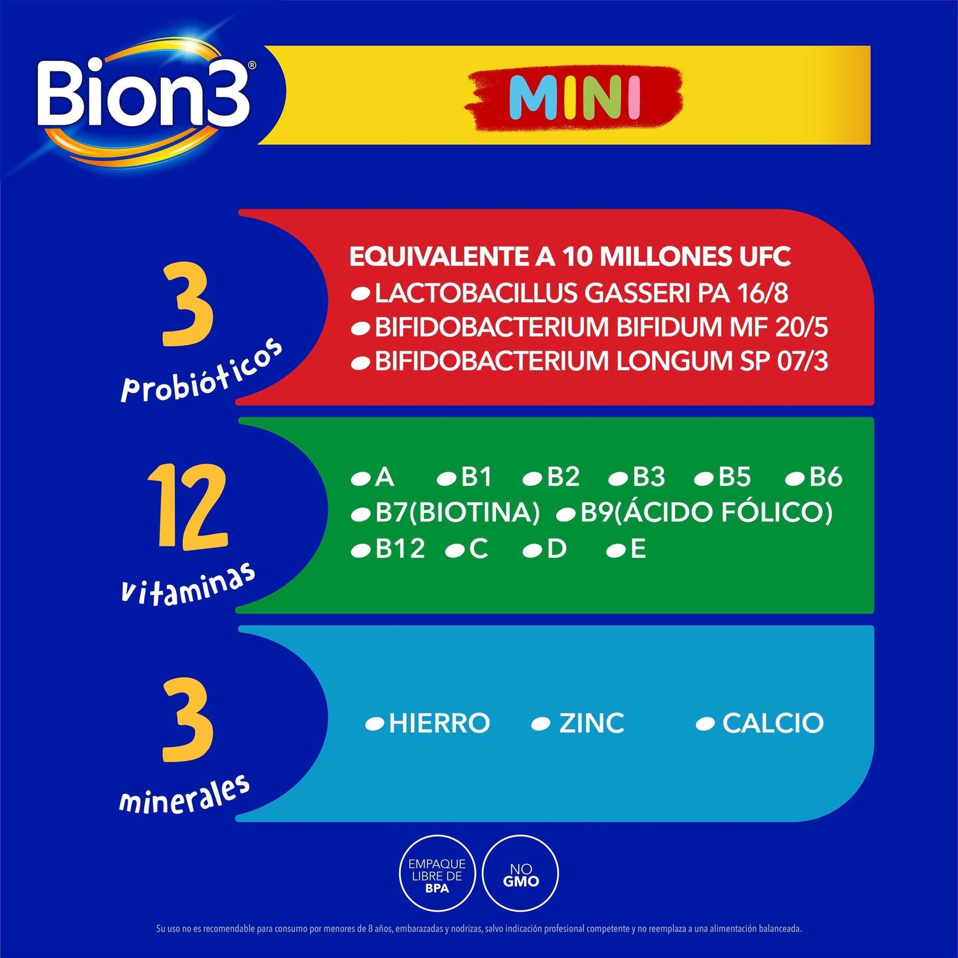 Bion 3 "Mini" x 60 comprimidos masticables Farmex-Pluxee-Persistente 