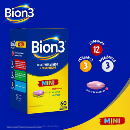 Bion 3 "Mini" x 60 comprimidos masticables Farmex-Pluxee-Persistente 