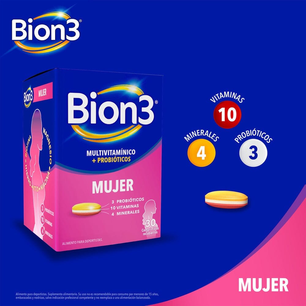 Bion 3 "Mujer" x 30 comprimidos Farmex-Pluxee-Persistente 