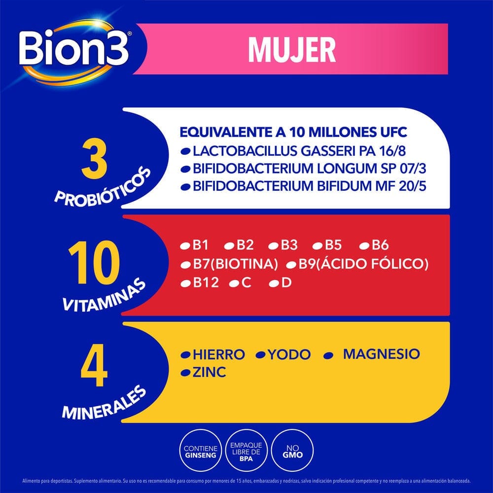 Bion 3 "Mujer" x 60 comprimidos Farmex-Pluxee-Persistente 