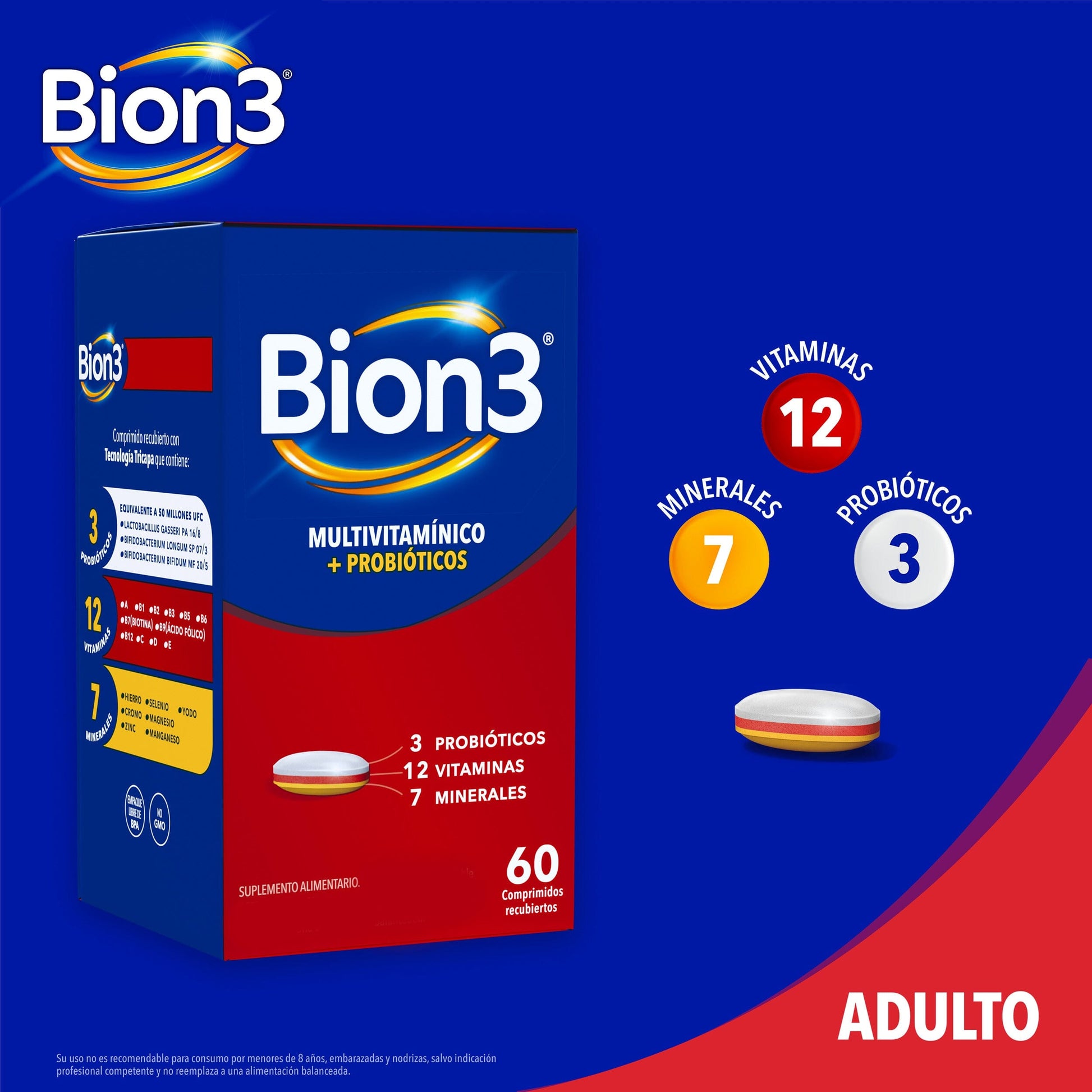 Bion3 60 Comprimidos Multivitamínico con Probióticos procter & Gamble 