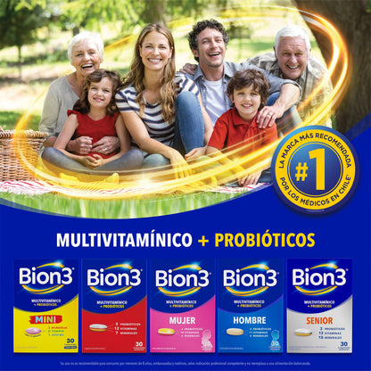Bion3 x 30 comprimidos Multivitamínico con Probióticos p&g 