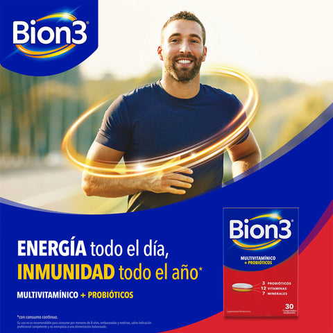 Bion3 x 30 comprimidos Multivitamínico con Probióticos