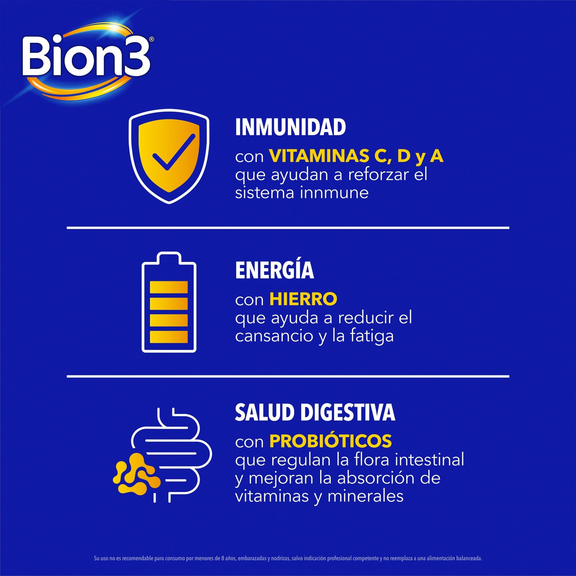 Bion3 x 30 comprimidos Multivitamínico con Probióticos p&g 