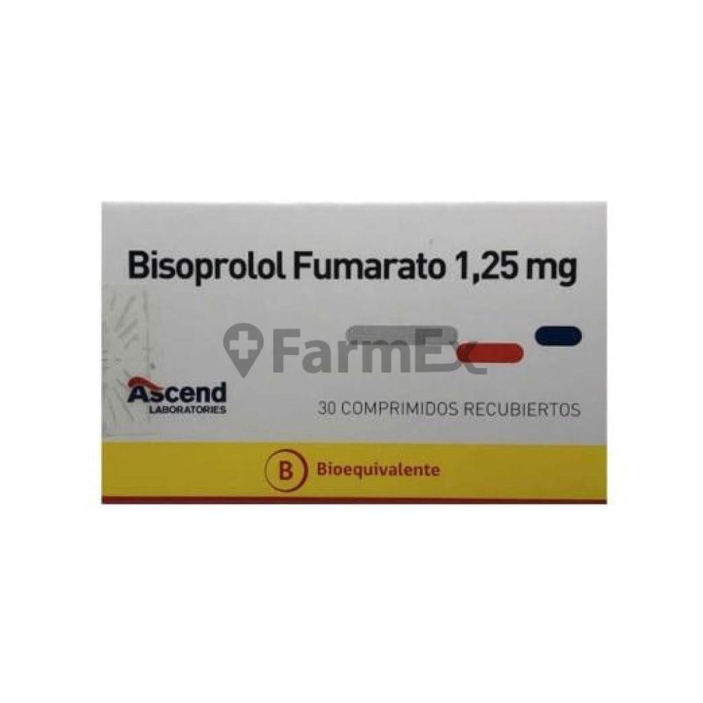 Bisoprolol Fumarato 1,25 mg x 30 comprimidos. Farmex-Fonasa 