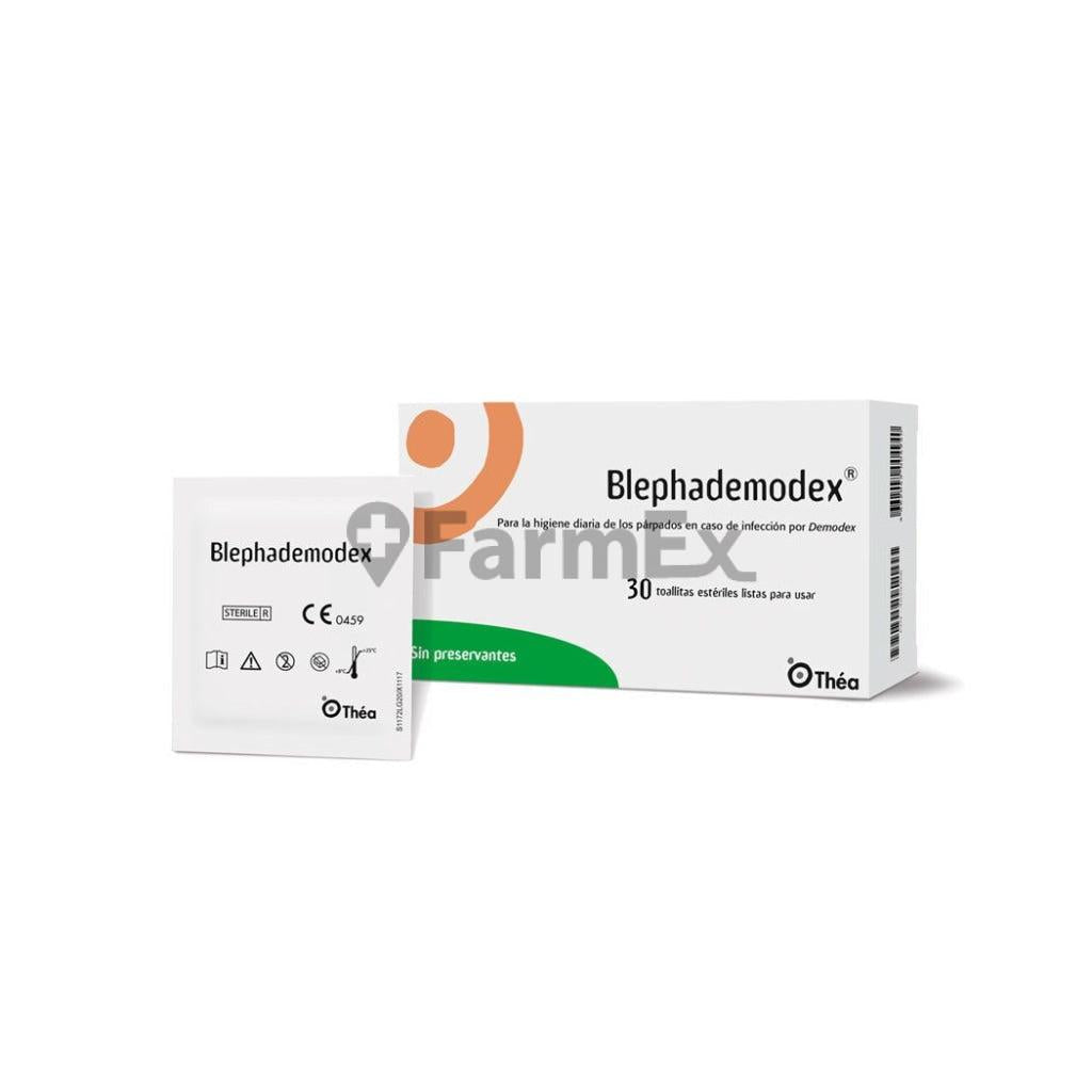 Blephademodex 30 toallitas estériles listas para usar.