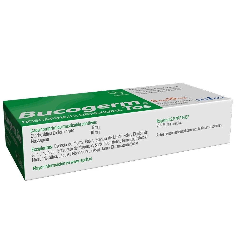 Bucogerm Tos Antitusivo Antiséptico Bucofaringeo x 10 comprimidos Farmex-MiaHealth-Persistente 