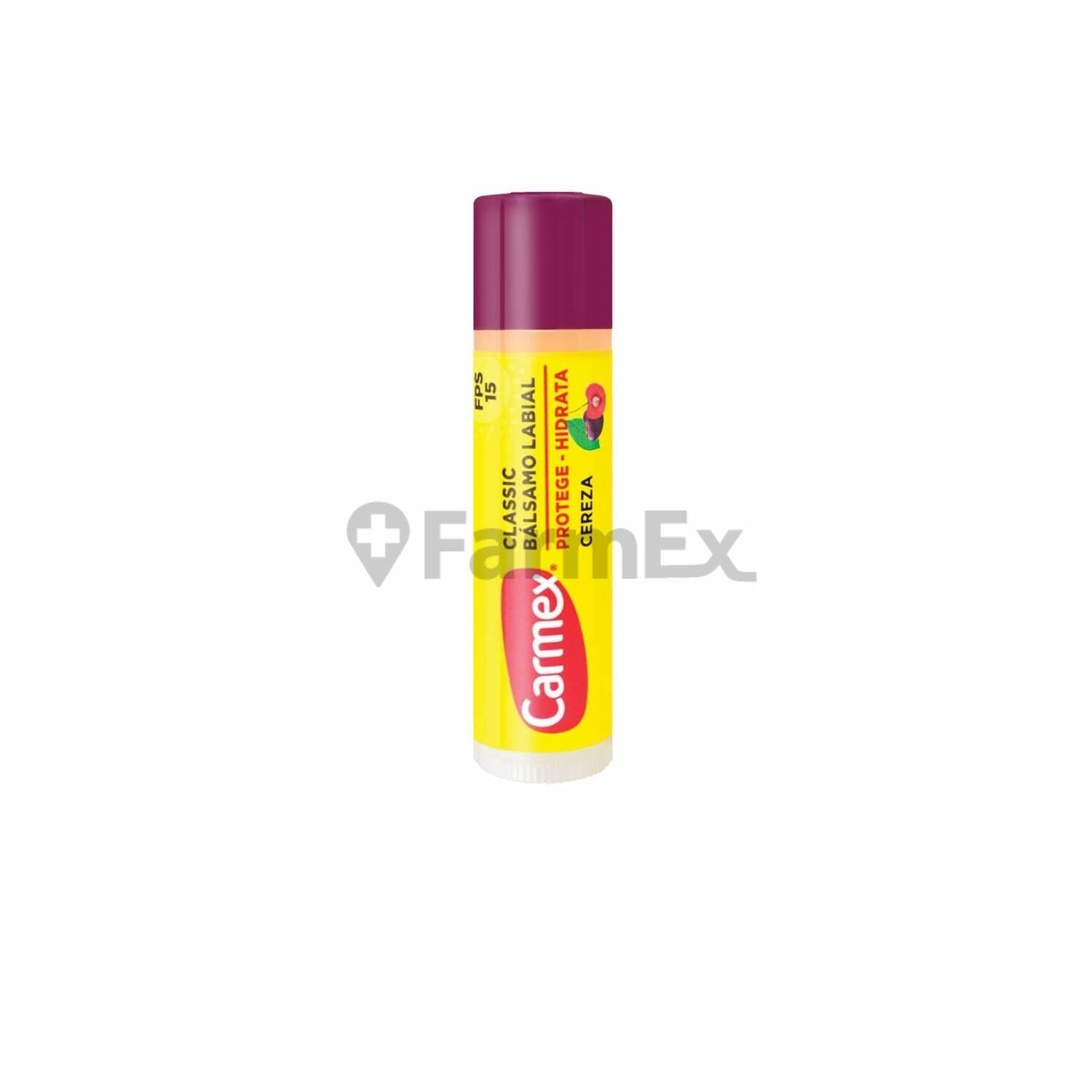 Carmex Bálsamo Labial " Cereza" en Barra 4,25 Gr Farmex-Fonasa-Persistente 