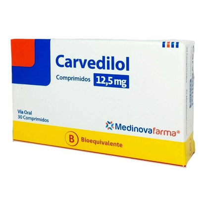 Carvedilol 12,5 mg x 30 comprimidos "Ley Cenabast" medinovafarma 