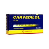 Carvedilol 25 mg x 30 comprimidos.