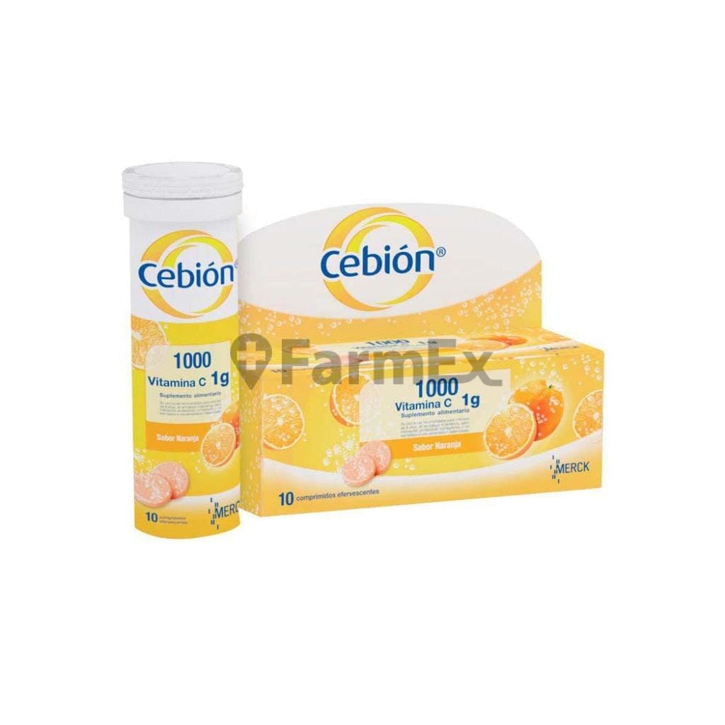 Cebion Vitamina C 1 g x 10 comprimidos efervescentes Farmex-Fonasa-Persistente 