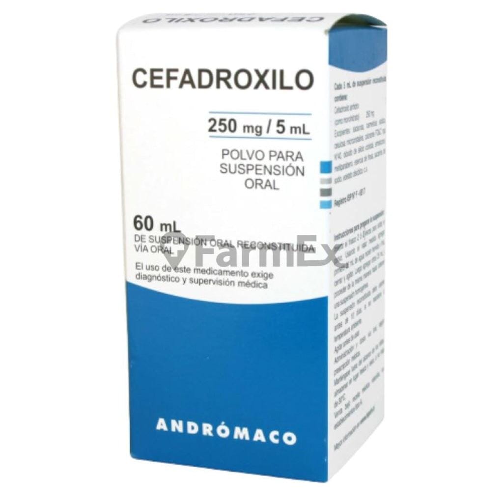 Cefadroxilo 250 mg / 5 mL Suspensión Oral x 60 mL. Farmex-Fonasa 