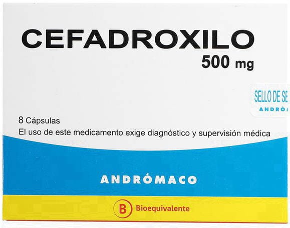 Cefadroxilo 500mg x 8 Capsulas "Ley Cenabast" (Andromaco) Farmex-Pluxee-Persistente 