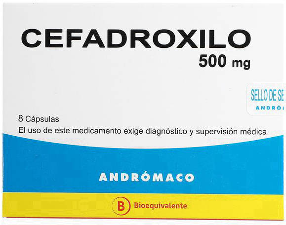 Cefadroxilo 500mg x 8 Capsulas "Ley Cenabast" (Andromaco).