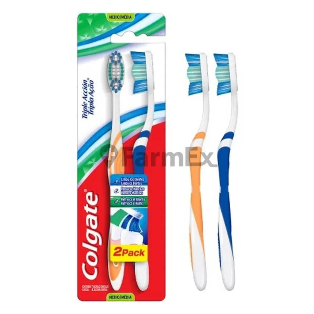 Cepillo Dental Adulto "Medio" Triple Accion x 2 unidades.