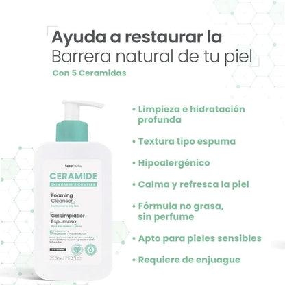 CERAMIDE Gel Limpiador Espumoso 236 mL Piel Grasa Facefacts 