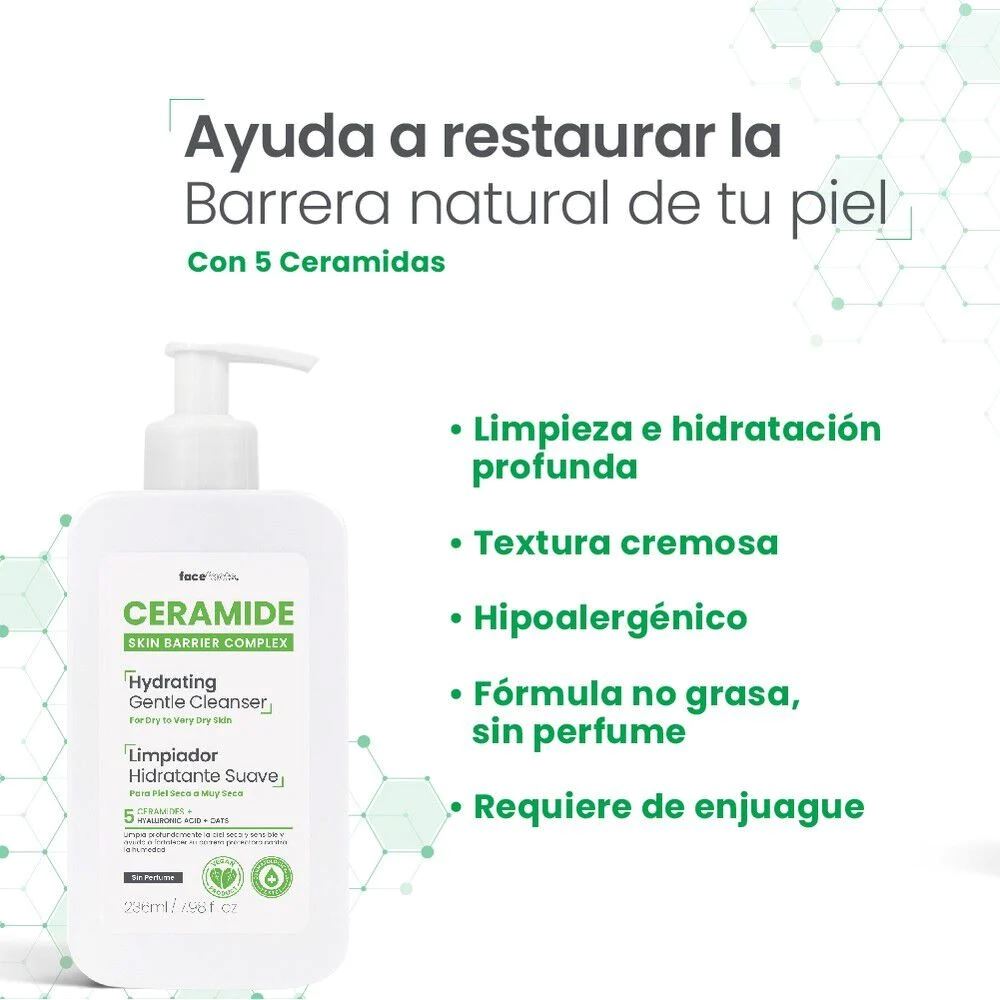 CERAMIDE Limpiador Hidratante Suave 236 mL Facefacts 