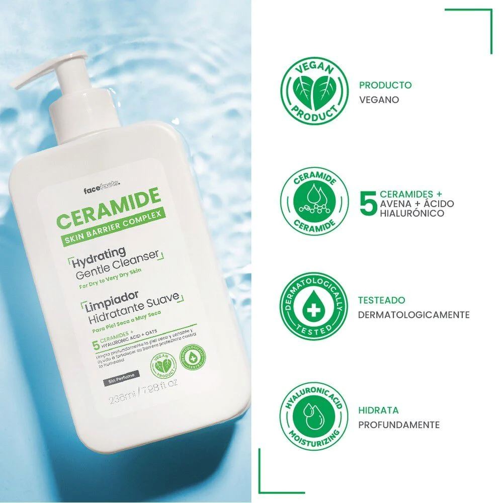CERAMIDE Limpiador Hidratante Suave 236 mL Facefacts 