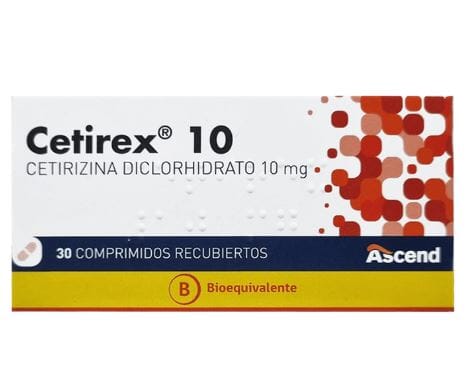 Cetirex Cetirizina 10 Mg 30 Comprimidos Recubiertos.