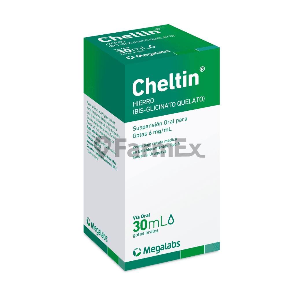 Cheltin Suspension Gotas Orales Hierro elemental 6 mg / mL x 30 mL.