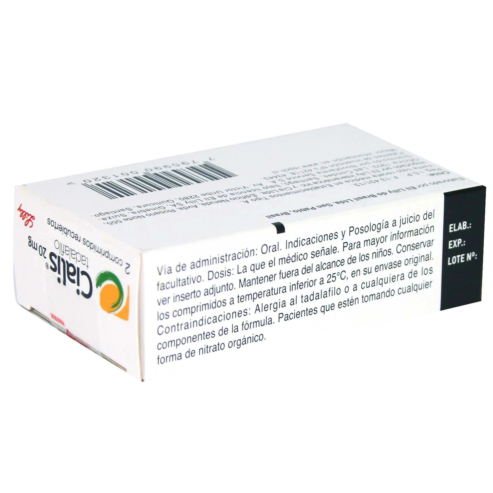 Cialis Tadalafilo 20 mg x 2 comprimidos ELI-LILLY 