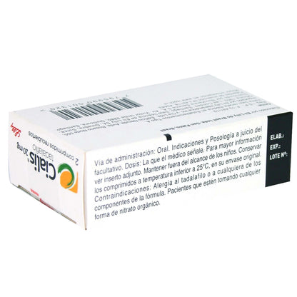 Cialis Tadalafilo 20 mg x 2 comprimidos ELI-LILLY 