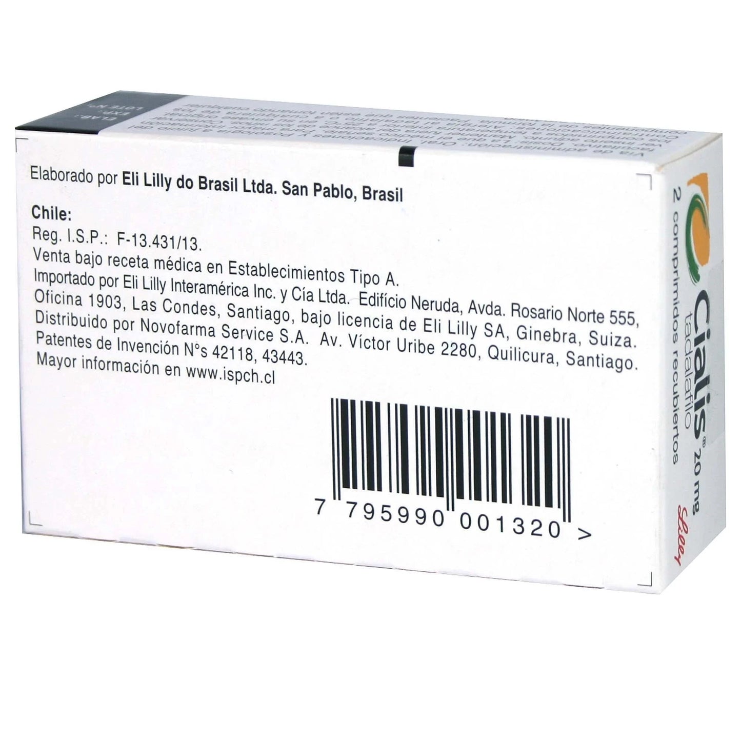 Cialis Tadalafilo 20 mg x 2 comprimidos ELI-LILLY 