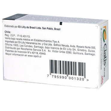 Cialis Tadalafilo 20 mg x 2 comprimidos ELI-LILLY 