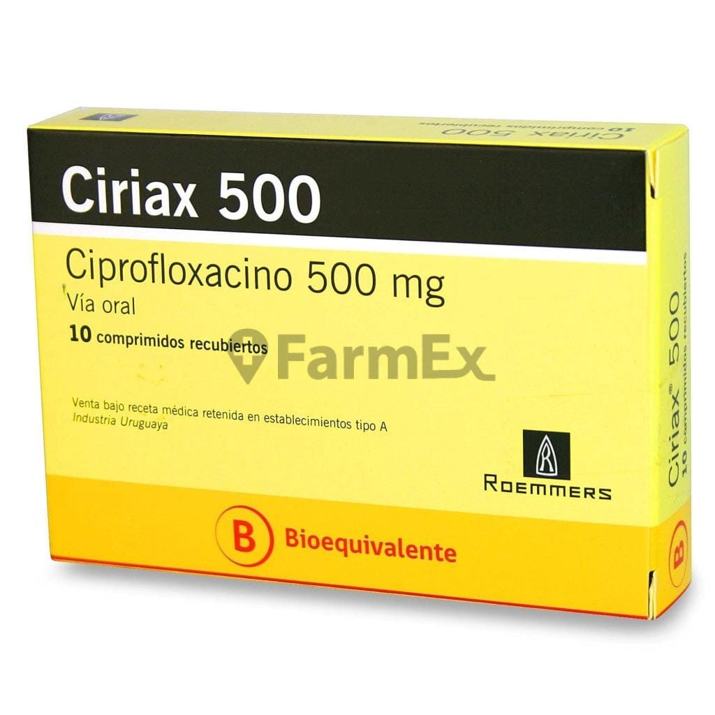 Ciriax Ciprofloxacino 500 mg x 10 comprimidos Farmex-Pluxee-Persistente 