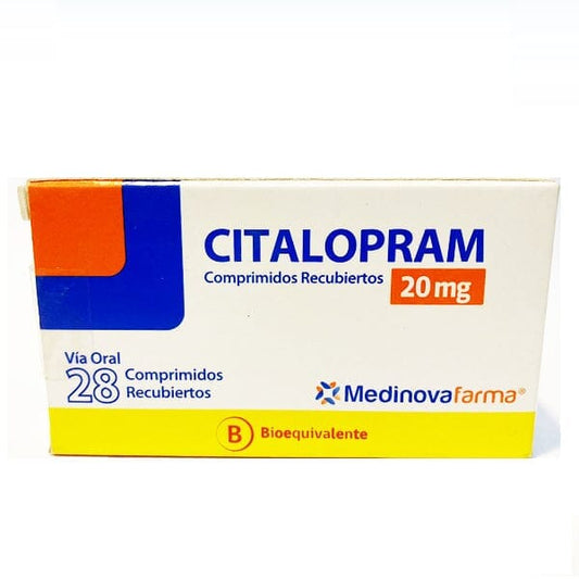 Citalopram 20 mg x 28 comprimidos recubiertos "Ley Cenabast" Farmex-MiaHealth-Persistente 