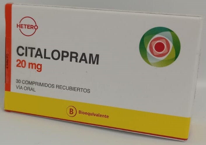 Citalopram 20 mg x 30 comprimidos recubiertos Hetero 
