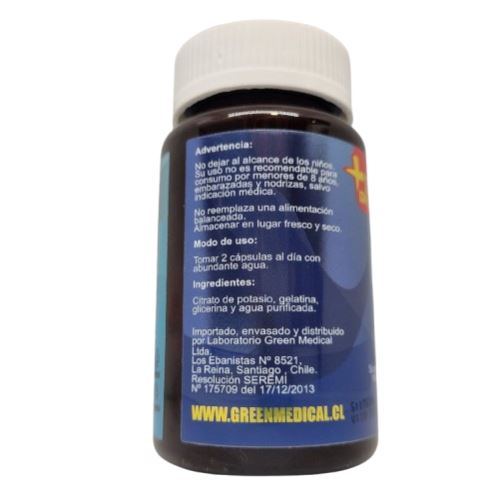 Citrato de Potasio 500 mg x 120 Cápsulas GREEN MEDICAL 