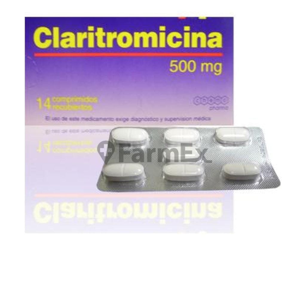 Claritromicina 500 mg x 14 comprimidos Farmex-Pluxee-Persistente 