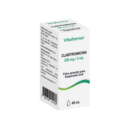 Claritromicina Polvo Granular Suspensión Oral 250 mg / 5 mL x 60 mL "Ley Cenabast" Vitafarma 