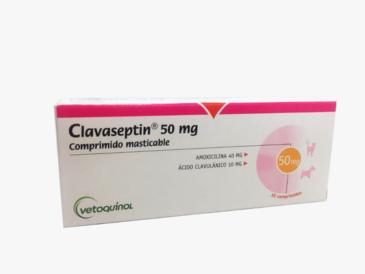 Clavaseptin® 50 mg comprimidos masticable para Perros y Gatos Vetoquinol 