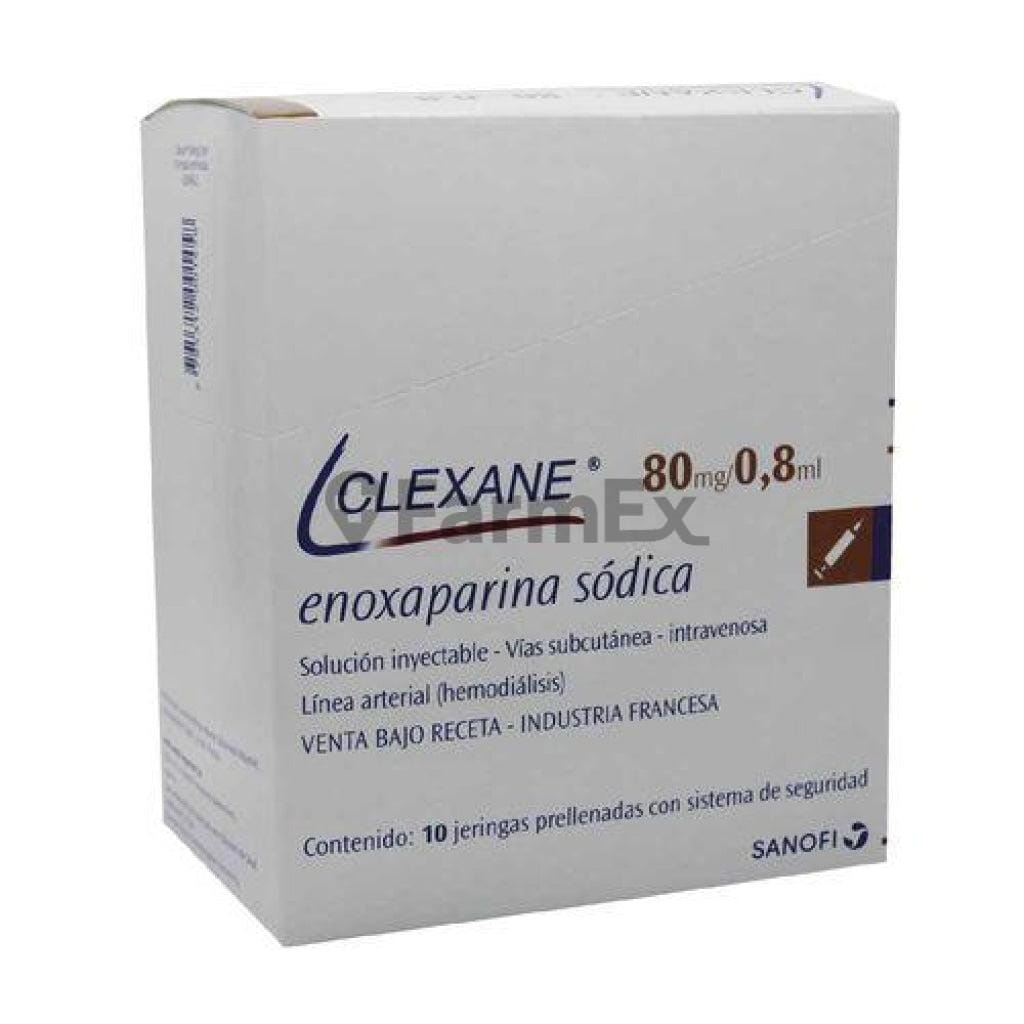 Clexane 80 mg / 0.8 mL x 10 Jeringas prellenadas "Ley Cenabast" Farmex-VidaTres-Persistente 
