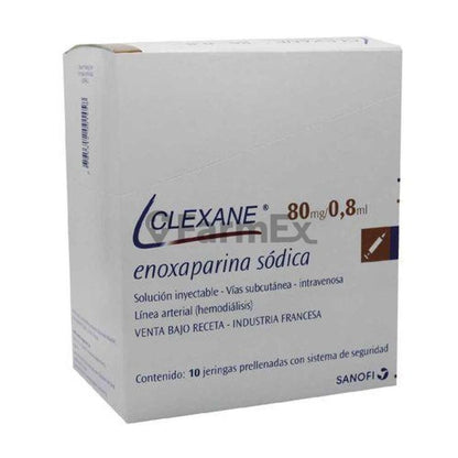 Clexane 80 mg / 0.8 mL x 10 Jeringas prellenadas "Ley Cenabast" Farmex-VidaTres-Persistente 