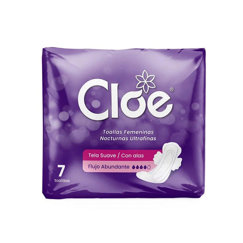 Cloe Nocturna Ultra finas x 7 tela suave flujo abundante