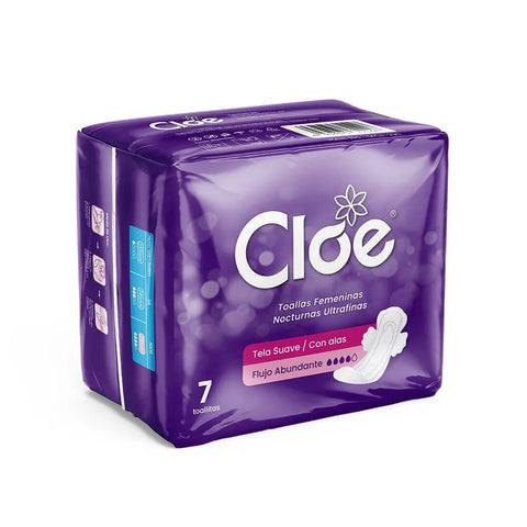 Cloe Nocturna Ultra finas x 7 tela suave flujo abundante