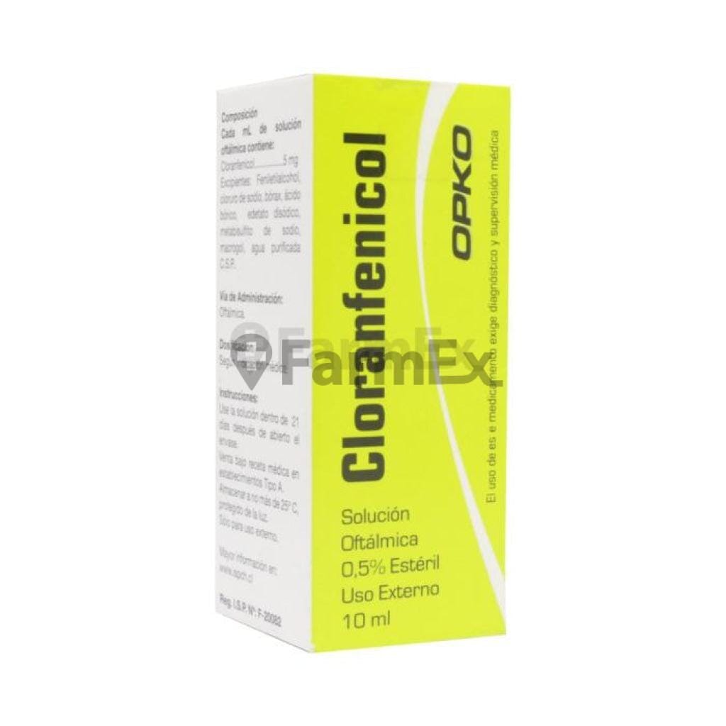 Cloranfenicol Sol. Oft. 0,5 % x 10 mL "Ley Cenabast". Farmex-Fonasa 