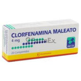 Clorfenamina 4 mg x 20 comprimidos.