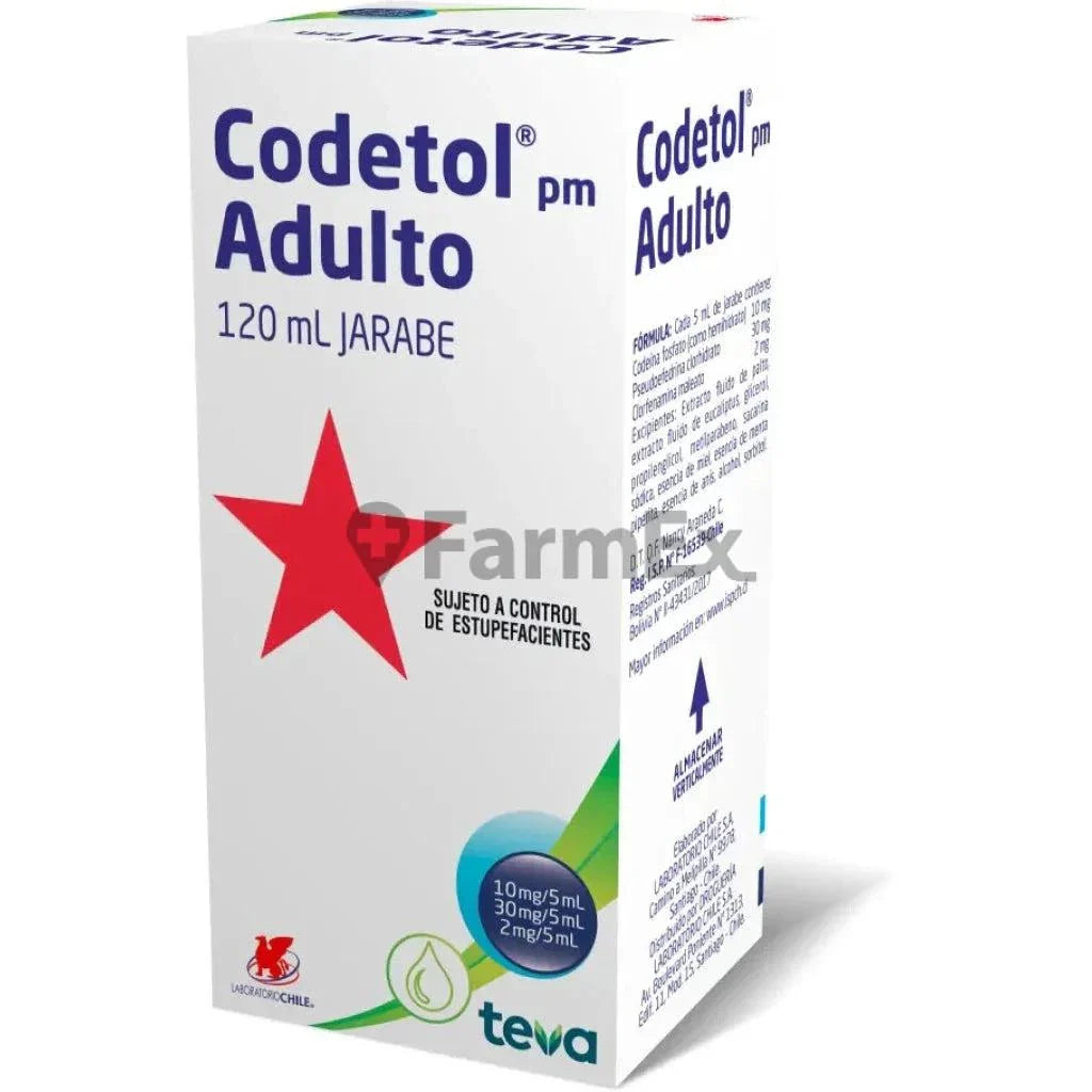 Codetol PM Adulto 10 mg - 30 mg - 2 mg / 5 mL x 120 mL.